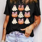 Black Bowknot Ghost Pumpkin Graphic Halloween T Shirt Black Bowknot Ghost Pumpkin Graphic Halloween T Shirt