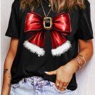 Black Christmas Big Bowknot Graphic Crewneck T Shirt Black Christmas Big Bowknot Graphic Crewneck T Shirt