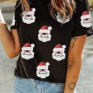 Black Father Christmas Sequin Graphic T Shirt