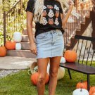 Black Halloween Ghost Pumpkin Print Crew Neck T Shirt Black Halloween Ghost Pumpkin Print Crew Neck T Shirt
