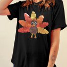 Black Leafy Turkey Graphic Crewneck Thanksgiving T Shirt Black Leafy Turkey Graphic Crewneck Thanksgiving T Shirt