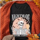 Black Nightmare Before Coffee Skull Checkerboard Graphic Halloween Tee Black Nightmare Before Coffee Skull Checkerboard Graphic Halloween Tee