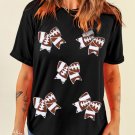 Black Rugby Football Bowknot Pattern Game Day T Shirt