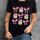 Black Santa Claus Bow Knot Christmas Graphic T Shirt