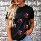 Black Sequin Hat Pumpkin Graphic Crewneck Halloween T Shirt Black Sequin Hat Pumpkin Graphic Crewneck Halloween T Shirt