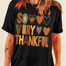 Black So Very Thankful Heart Printed Crewneck Thanksgiving T Shirt