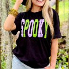 Black SPOOKY Graphic Crew Neck Halloween T Shirt