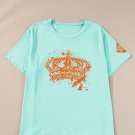 Iceland Blue Crown Graphic Crew Neck T Shirt