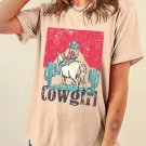 Khaki Cowgirl Rodeo Graphic Western Fashion Tee Khaki Cowgirl Rodeo Graphic Western Fashion Tee