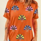 Orange Colorful Turkey Thanksgiving Graphic Tee