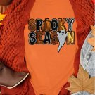 Orange Sequin SPOOKY SEASON Ghost Pattern Halloween T Shirt Orange Sequin SPOOKY SEASON Ghost Pattern Halloween T Shirt