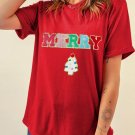 Red Chenille MERRY Christmas Tree Graphic Tee Red Chenille MERRY Christmas Tree Graphic Tee