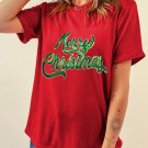 Red Merry Christmas Graphic Crewneck T Shirt
