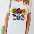 White American Flag Sunflower Graphic T Shirt White American Flag Sunflower Graphic T Shirt