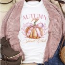 White Autumn Girly Thanksgiving Bowknot Pumpkin Graphic T Shirt White Autumn Girly Thanksgiving Bowknot Pumpkin Graphic T Shirt