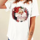 White Believe Christmas Father Graphic Crewneck T Shirt