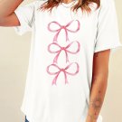 White Bow Ties Print Slim Fit O Neck Casual T Shirt