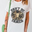 White Cant Be Tamed Western Steer Head Crew Neck T Shirt White Cant Be Tamed Western Steer Head Crew Neck T Shirt