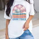 White Coconut Tree GOOD TIMES Graphic Crewneck T Shirt White Coconut Tree GOOD TIMES Graphic Crewneck T Shirt