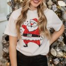 White Cute Father Christmas Printed Casual T Shirt
