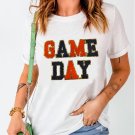 White Glitter GAME DAY Rugby Football Season Round Neck T Shirt White Glitter GAME DAY Rugby Football Season Round Neck T Shirt