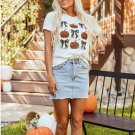White Halloween Pumpkin Face Bowknot Graphic T Shirt White Halloween Pumpkin Face Bowknot Graphic T Shirt