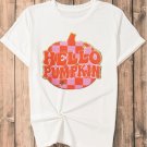 White Hello Pumpkin Patched Pattern Thanksgiving T Shirt White Hello Pumpkin Patched Pattern Thanksgiving T Shirt