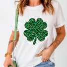 White Leopard Four Leaf Clover Graphic Tee White Leopard Four Leaf Clover Graphic Tee