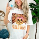 White Leopard Pumpkin Face HALLOWEEN Graphic T Shirt White Leopard Pumpkin Face HALLOWEEN Graphic T Shirt