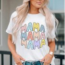 White MAMA Slogan Print Crew Neck Casual T Shirt White MAMA Slogan Print Crew Neck Casual T Shirt