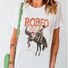 White RODEO Cowboy Graphic Crewneck T Shirt White RODEO Cowboy Graphic Crewneck T Shirt