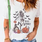 White Skull Pumpkin Face STAY SPOOKY Graphic Halloween T Shirt White Skull Pumpkin Face STAY SPOOKY Graphic Halloween T Shirt
