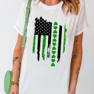 White St. Patricks Clover American Flag Print Crewneck Tee White St. Patricks Clover American Flag Print Crewneck Tee