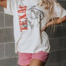 White TEXAS Cowboy Printed Western Fashion T Shirt