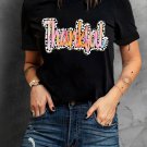 White Thankful Cow Print Crew Neck T Shirt