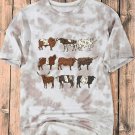 White Western Cattle Tie Dye Print O Neck Oversized Tee