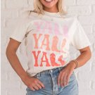 White YALL Cowboy Boots Graphic Crewneck T Shirt