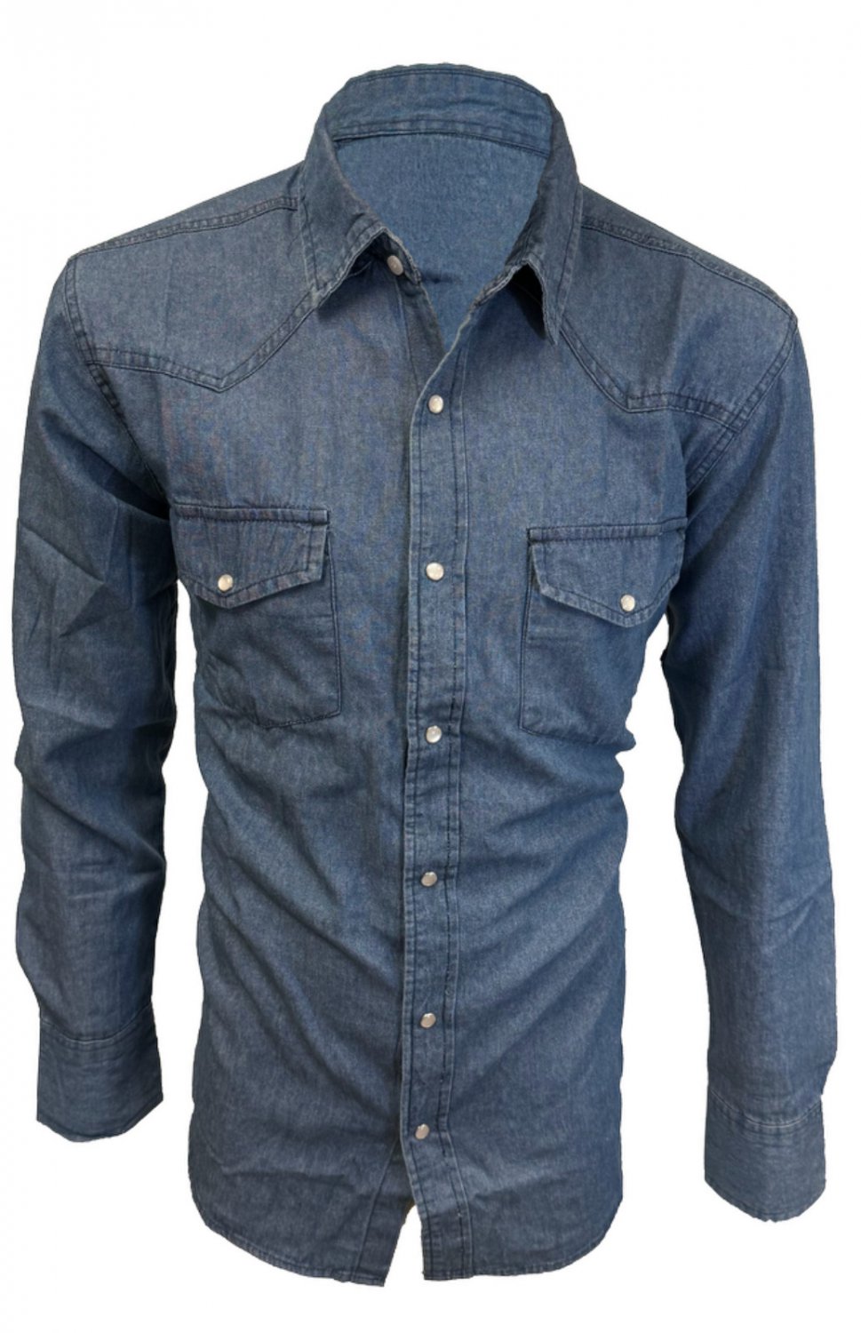Iridescent Denim Western Shirt - BLUE