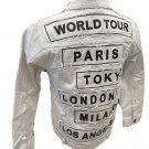 MENS VICTORIOUS DENIM Jacket WHITE WASH JEAN WORLD TOUR TOKYO PARIS LONDON DK192