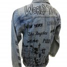 MENS VICTORIOUS DENIM Jacket WORLD TOUR PARIS BLUE JEAN DISTRESS VINTAGE DK220