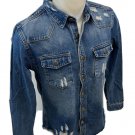 MENS VICTORIOUS RIPPED BLUE DENIM OVER SHIRT Heavy Weight WASH JEAN DK158 NWT