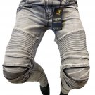 Mens Jean VICTORIOUS SKINNY LEG FIT GRAY DENIM RIPS POCKET BIKER ROCK DL1083 NWT