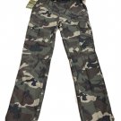 Mens TRUE ROCK STRAIGHT LEG FIT OLIVE CAMO CARGO PANTS POCKET BELTED 7504