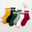 3 Pairs Fashion Women Cotton Striped Socks Solid Short Sport Casual Hosiery
