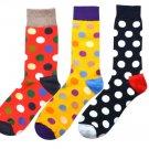 Polka dot- 3 Pairs Cotton Colorful Crew Fashion Socks UK 5-10