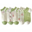 Fashion 5 Pairs Womens Cotton Crew Socks Lot Strawberry Dress Work Socks 6-9