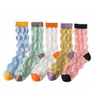 5 Pairs Lady Womens Pierced Socks Lot Lucency Argyle Dress Crew Socks For Gifts