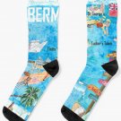 Bermuda Island Travel Poster Favorite Tourist Map Highlights Socks