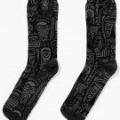 Black And White Afro Style Line Socks Black And White Afro Style Line Socks