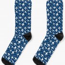 Blue And White Aeroplanes Silhouette Pattern Socks